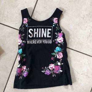 Black and floral girls tank top